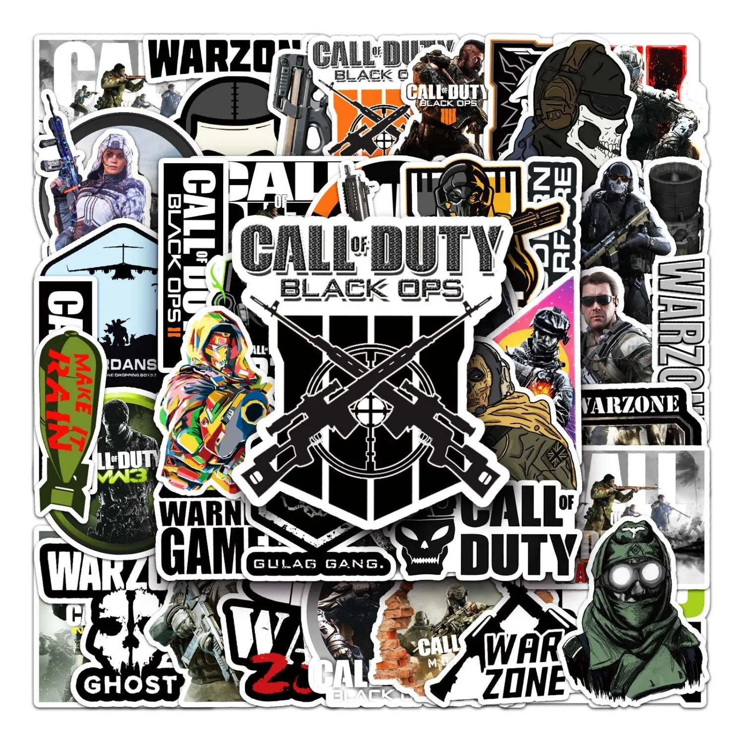 50PCS Call of Duty Game Stationery Stickers Waterproof for Notebook Luggage Skateboard Bicycle Phone Suitcase Laptop Sticker