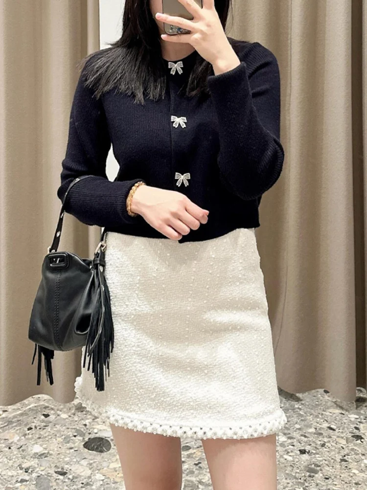 High-End Knitted Long Sve round Ne  Knot Casual Faion Women's Sweater European Sle Faionable Versatile Top