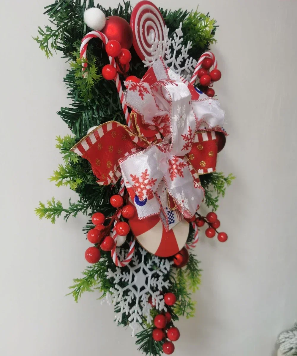 2024 Christmas Candy Wreath Ornament Christmas Door Hanging Courtyard Background Wall Decoration Holiday Party Decorations