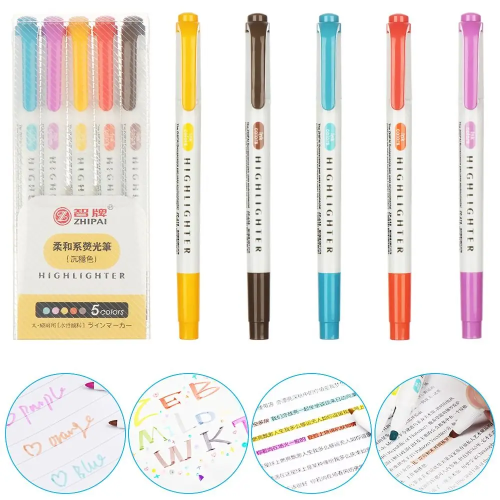 5/25pcs/set Double Headed Highlighter Pen Set Art Marker Student Stationery Fluorescent Pen Fluorescent Drawing Markers