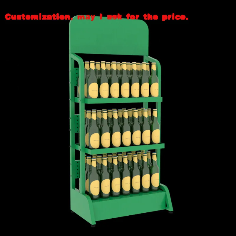 

custom.Custom Modern Supermarket Beverage Can Soft Energy Drink Beer Red Wine Glass Bottle Metal Display Rack Stand