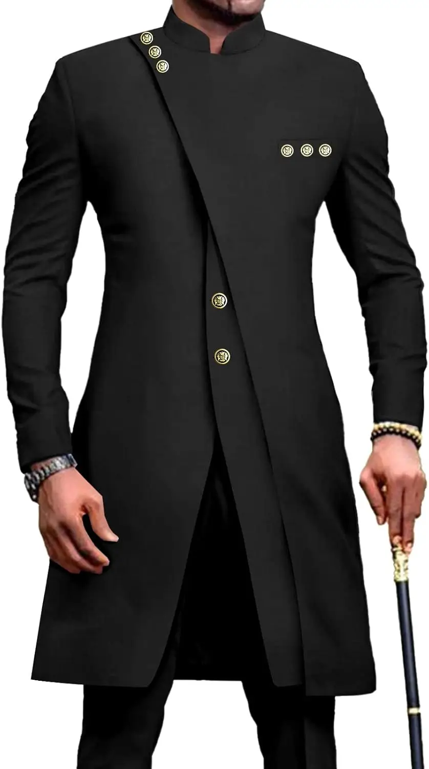 African Suits for Men Slim Fit Single Breasted Blazer and Pants Set Business Dress Suit Party Wedding