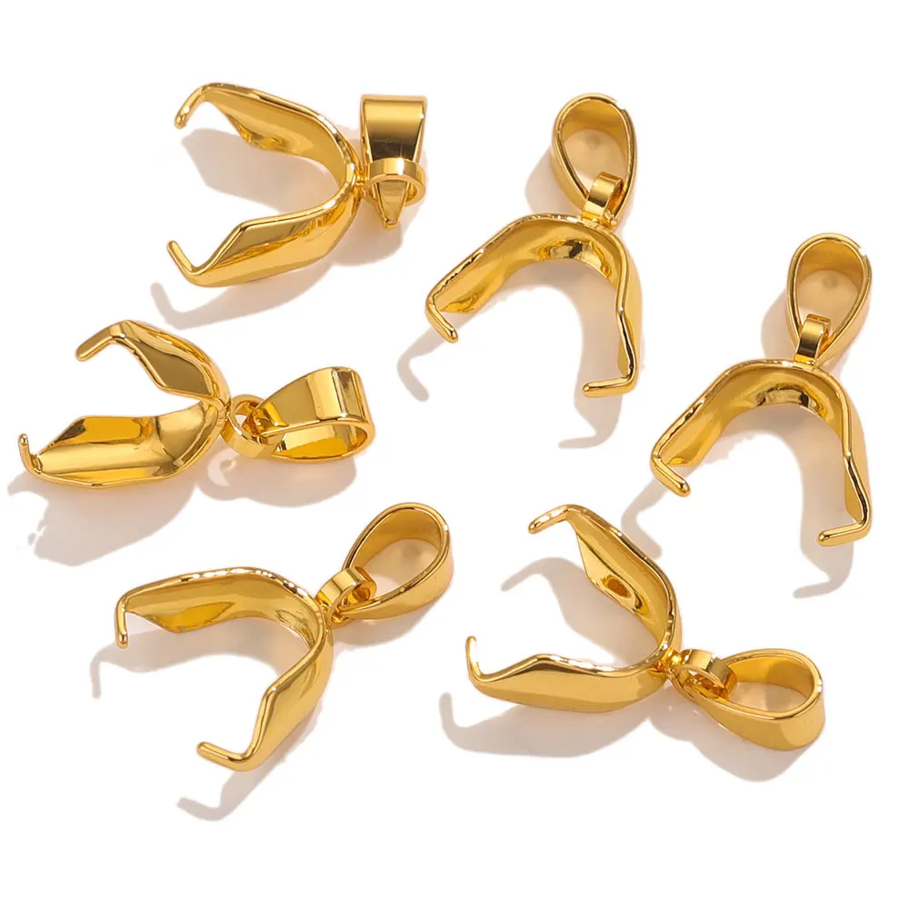 20pcs stainless steel Pendant Clasps Pinch Clip Bail Hooks Connector Steel Color Fermoir Connecteur Collier For Necklace DIY