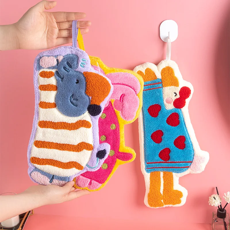

Dopamine Kitchen Hand Towel Household Hanging Coral Fleece Cleaning Cloth Absorbent Toilet Towel Clean Tool Bathroom Accessories