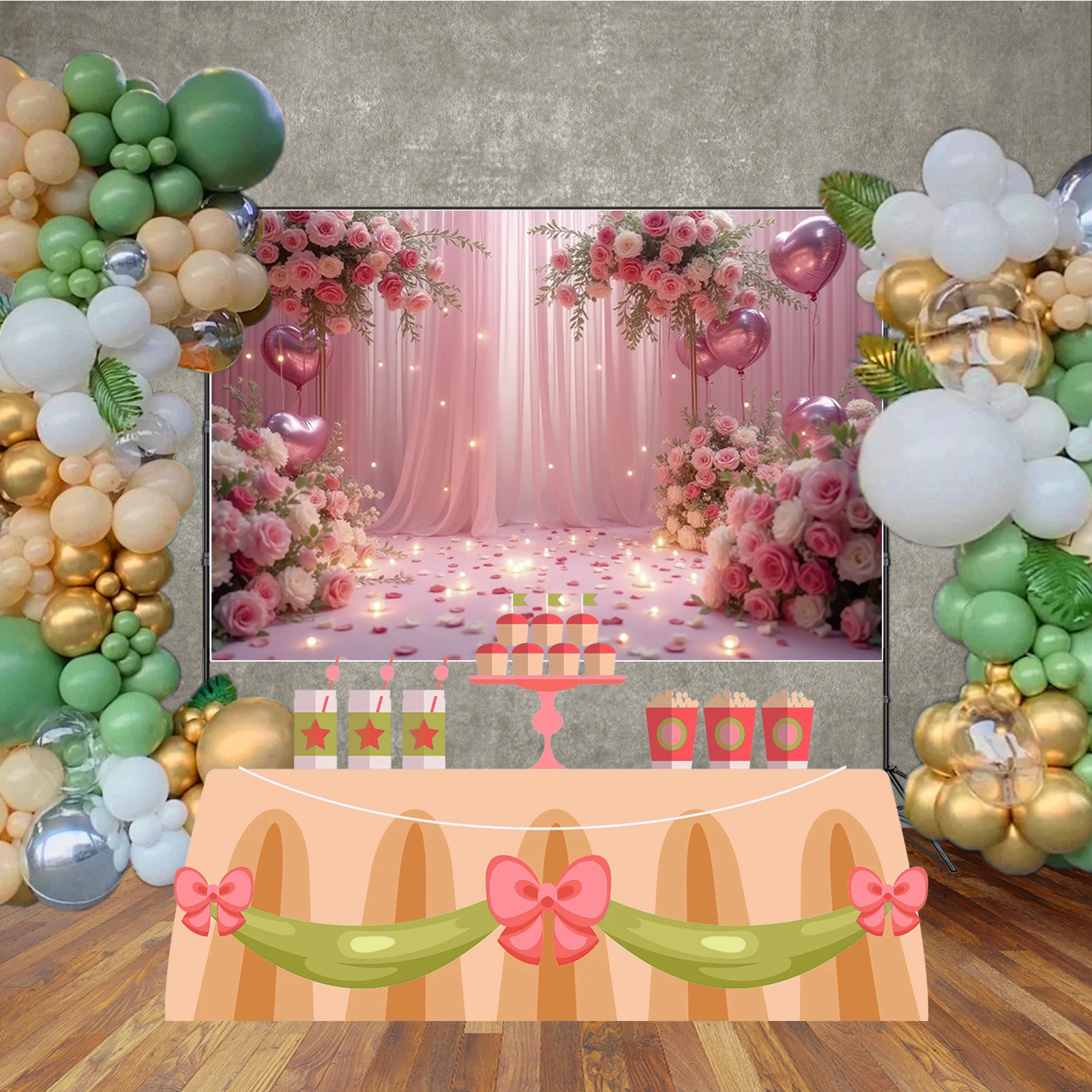 MOON.QG Decoración del Día de San Valentín 14 de febrero Amantes Fondo Fotografía Cortina rosa Corazón Pareja Retrato Decoración de fiesta