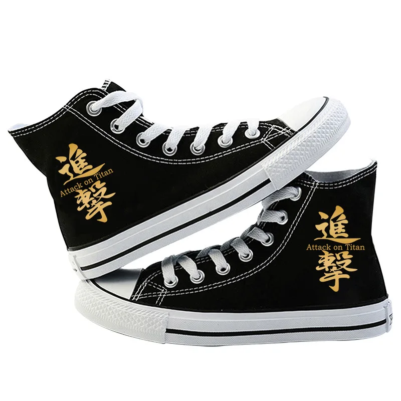 Japońskie Anime atak na tytan Cosplay na co dzień buty na wysokiej platformie Shingeki No Kyojin płócienne buty dziewczęce chłopięce sportowe na prezent