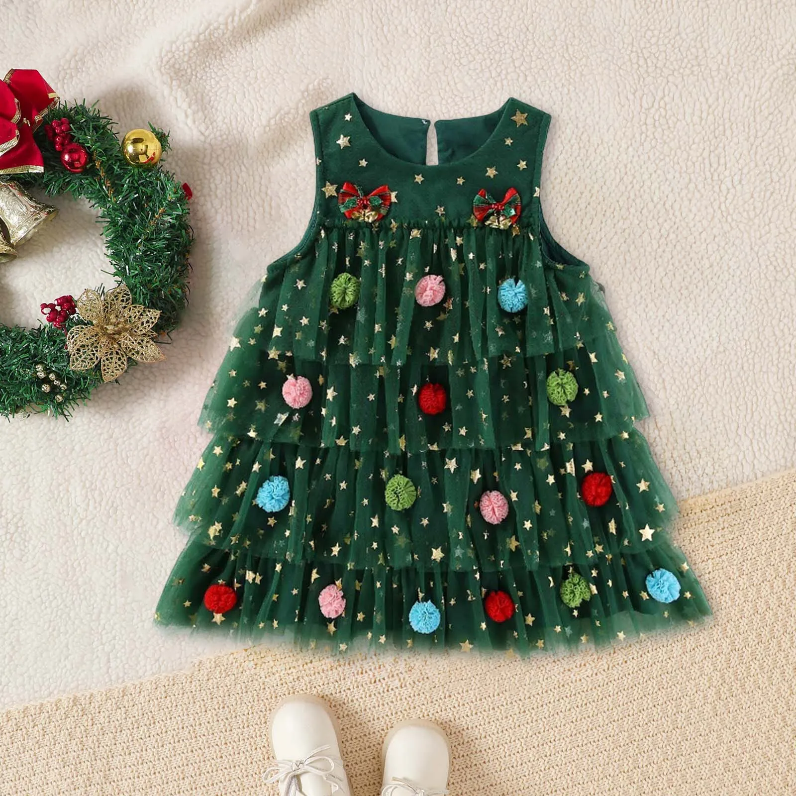 

Girls Christmas Dress Fashion Pretty Santa Toddler Sleeveless Dresses Cake Party Outfit Christmas Baby Girl Fancy Dresses