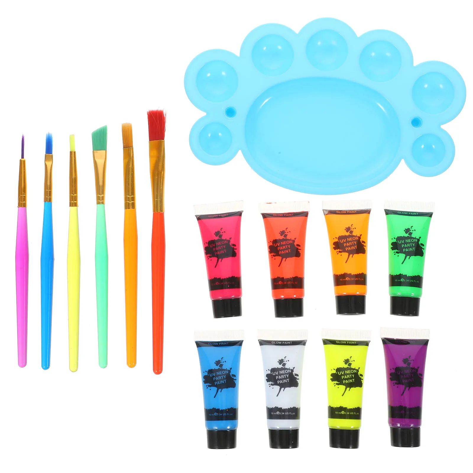 

Fluorescent Body Face Paint 1 Set Water-Based Skin-Safe Party Makeup Glow In Blacklight Bodypaint Kit For Halloween