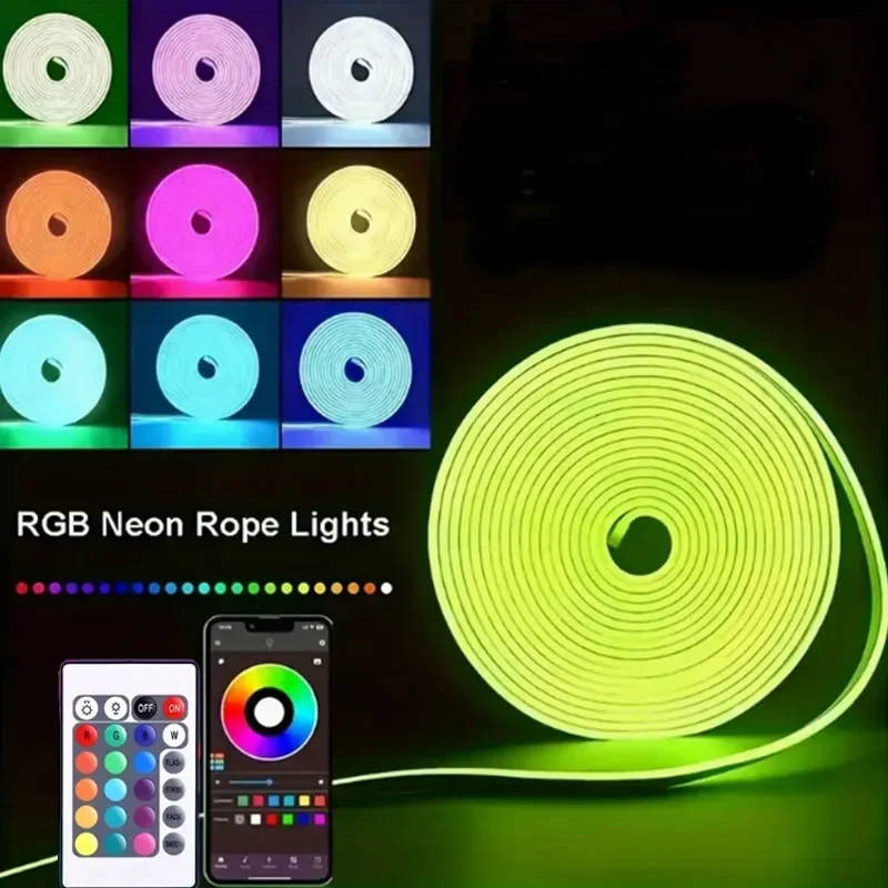 البوب RGB النيون حبل LED قطاع أضواء USB بالطاقة مقاوم للماء الموسيقى مزامنة شريط مرن مصباح DIY بها بنفسك المنزل حفلة عيد الميلاد عطلة ديسمبر