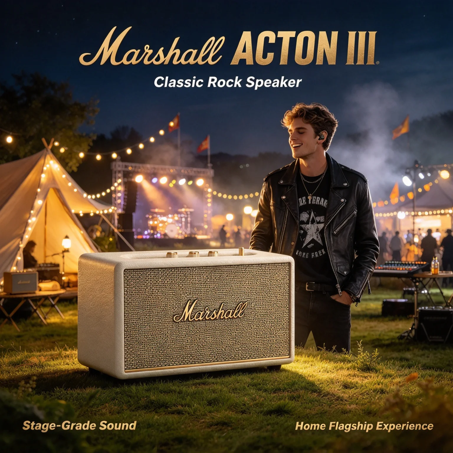 Marshall Acton III Home Bluetooth Speaker, Bluetooth 5.2, 3.5mm Input, Dynamic Loudness, Wide Soundstage & Retro Brass Knobs