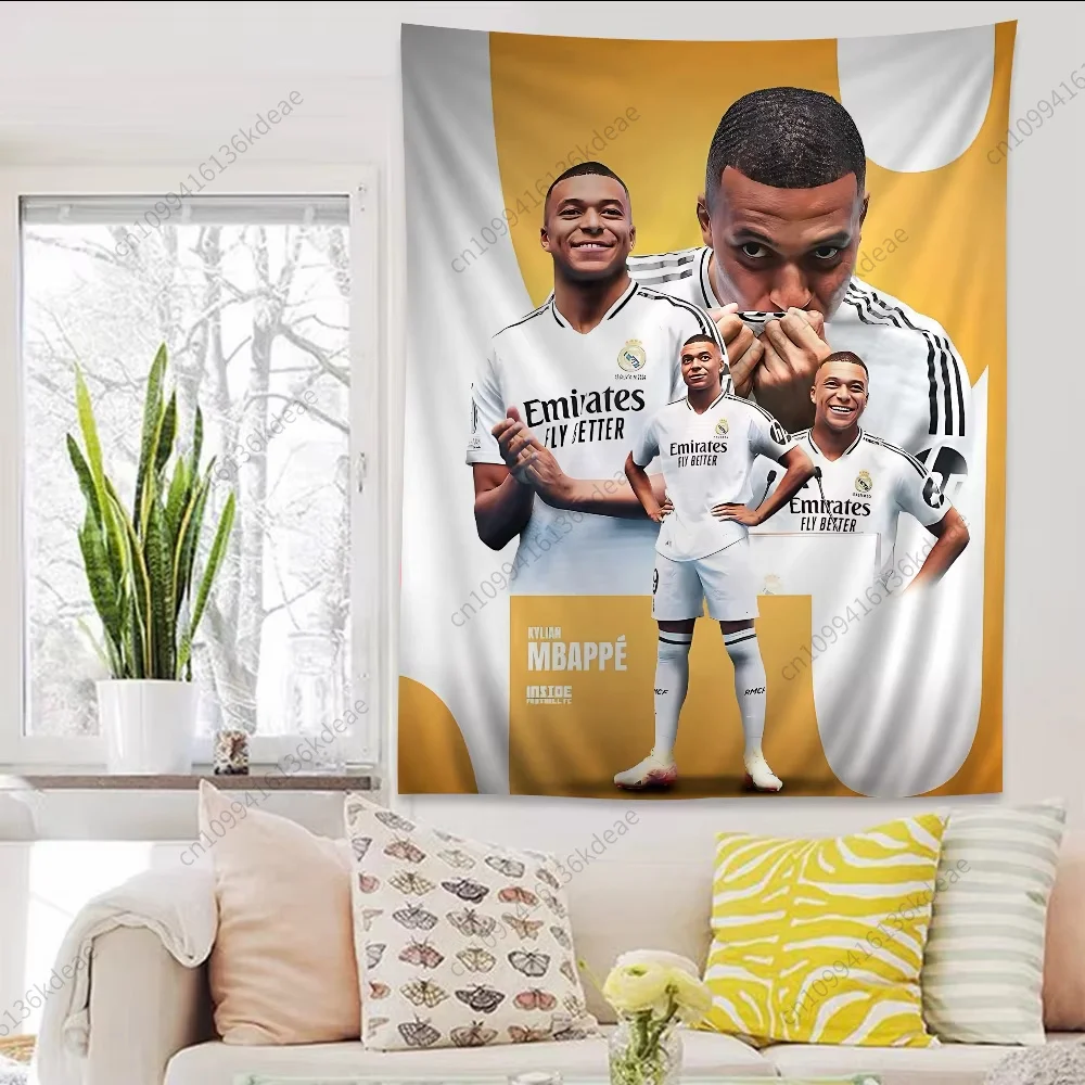Cute Tapestry Decor Football Star K-Kylian M-Mbapp Anime Tapestry Hippie Flower Wall Carpets Dorm Decor Wall Hanging Home Decor