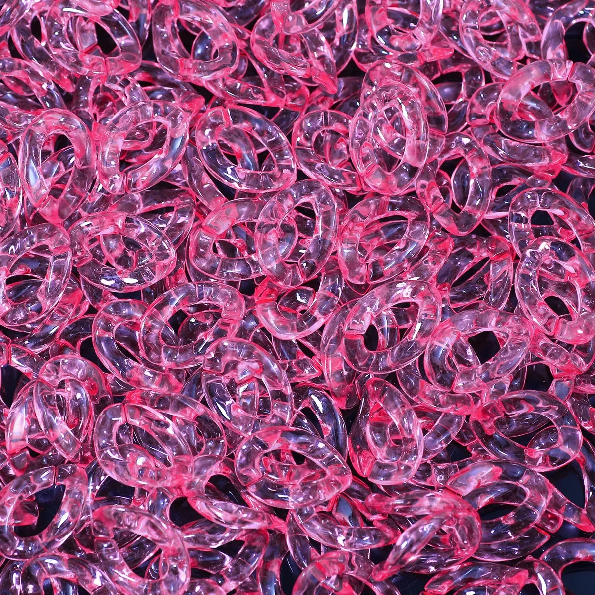 

50/100Pcs/lot Acrylic Twisted Buckle Chain Rrose Red Color Assembled Loose Rings for DIY Bag Chain Phone Connector Accessories