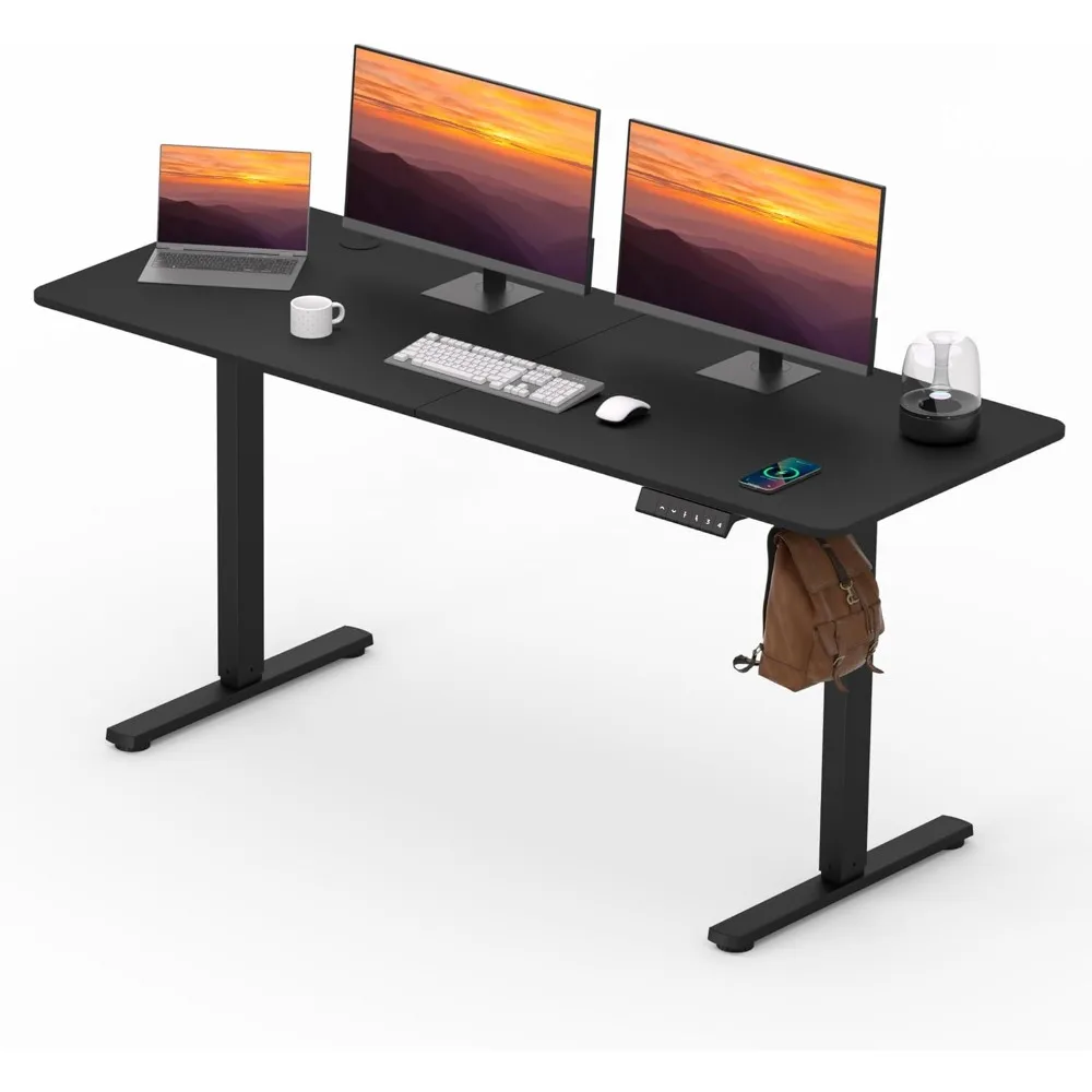 

Adjustable Stand Up Desk Standing Desk, 63x24 Inches Home Office Desk with Memory Preset, Computer Workstation Splice Black Top