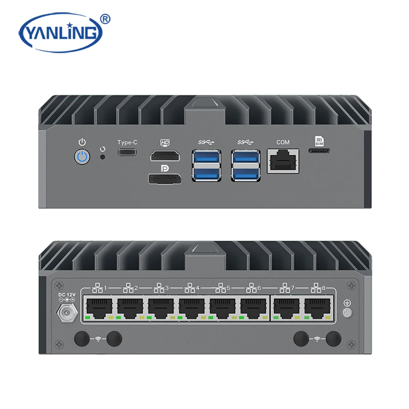 

New Trend Nano Server Pfsense Firewall Router 8LAN Network Fanless Edge Computing Camera Monitor Linux Operating System-in