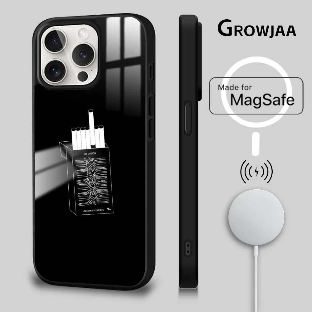 J-Joy D-Division Band Phone Case For iPhone 16 15 14 13 12 11 Pro Max Plus Mini Magsafe Mirror Wireless Magnetic Cover