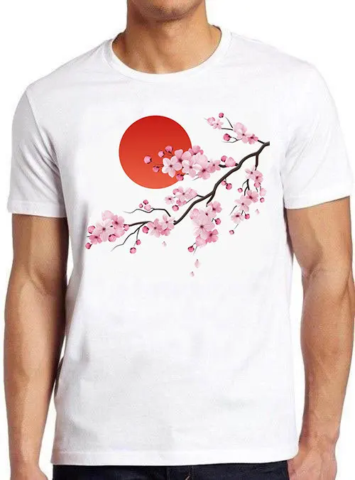 Oriental Japanese Cherry Blossom Tree Japan Art Drawing Gamer Cult Meme Movie Music Cool T Shirt 1092