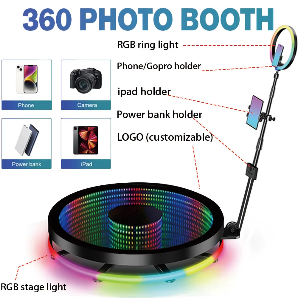 Spin 360 Photo Booth Machine Tempered Glass Ipad Plataforma Photoboot Cabina De Foto 360 Booth Photobooth 360 Camera Photo Booth