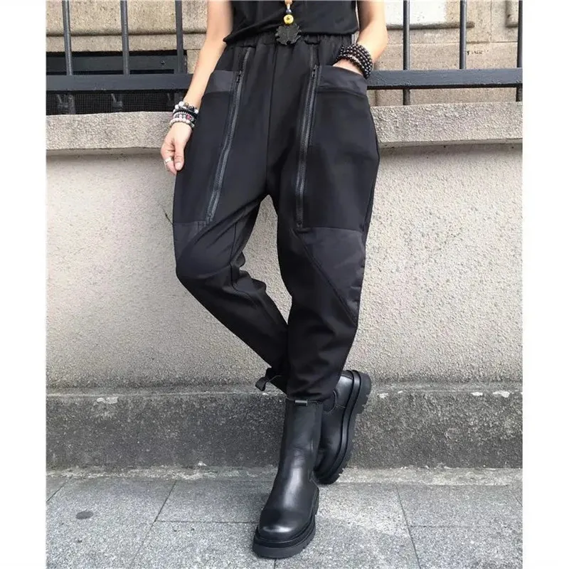 2023 Spring New Large Size High Waist Retro Slacks Female Personality Fashion Zipper Everything Wth Black Pants Woman Clothing