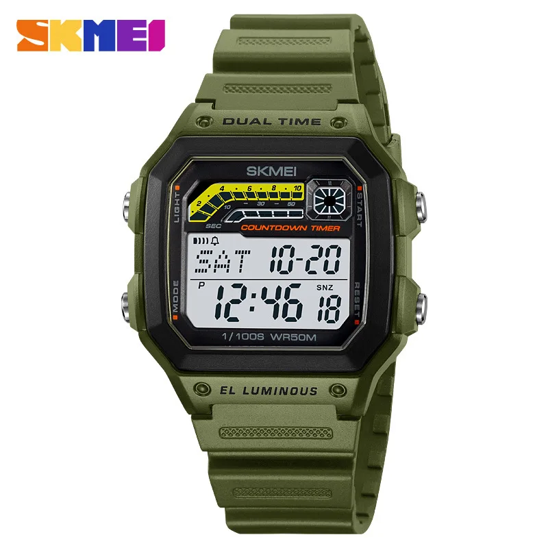 Skmei Men Military Countdown Chronograph Male Digital Wristwatch 5Bar Waterproof Men's Watch Clock Back Light Top Sport Watch