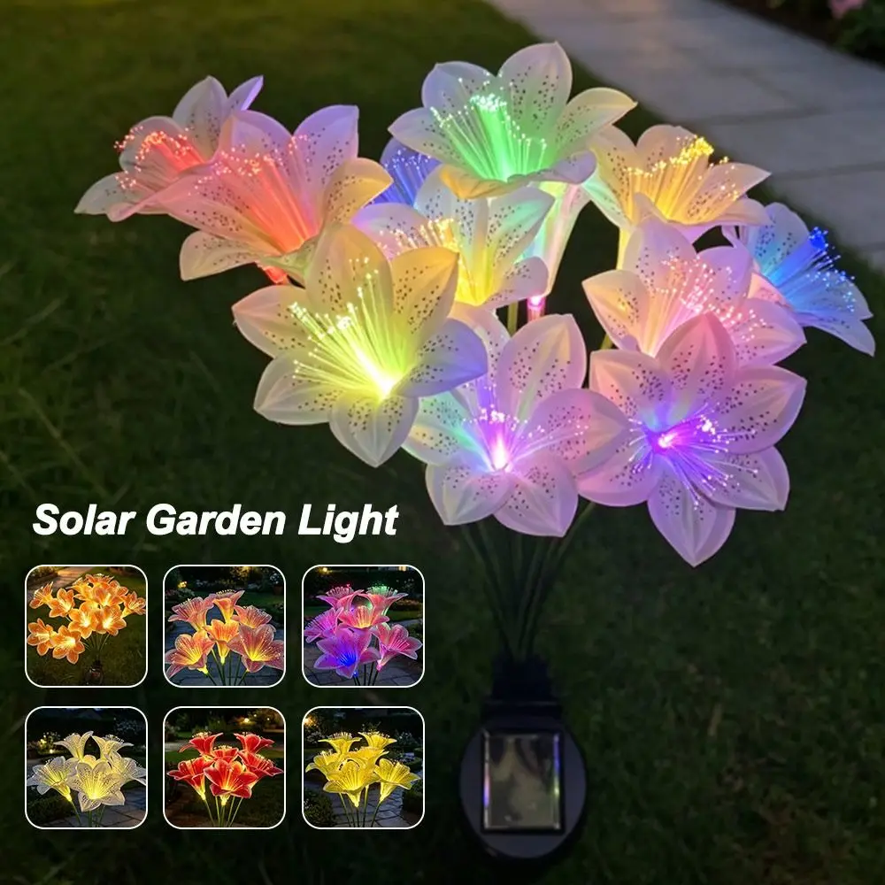 Solar Powered Solar Garden Light Waterproof LED Simulated Flower Landscape Light Rose Flower Design Landscape Lighting