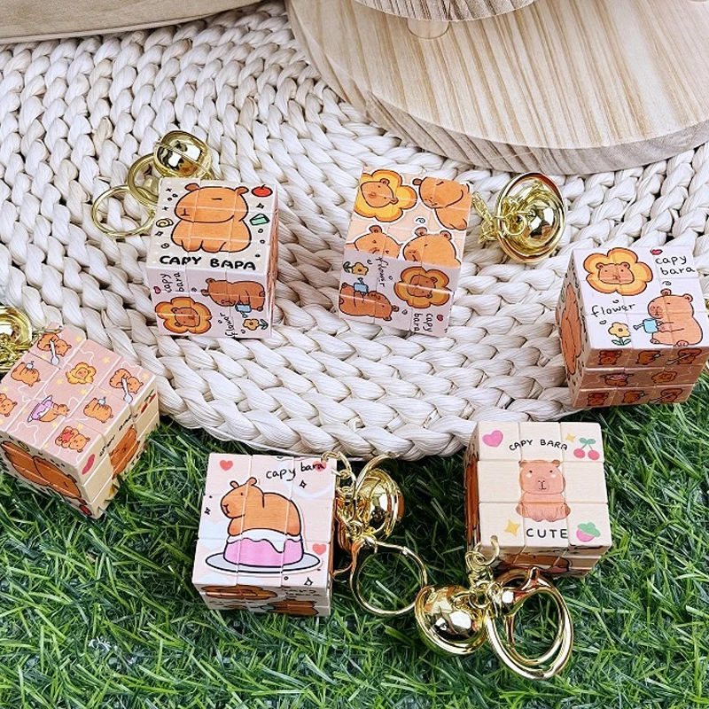 Capybara Rubiks Cube Key Chain New Anime Capibara Rubix Cube