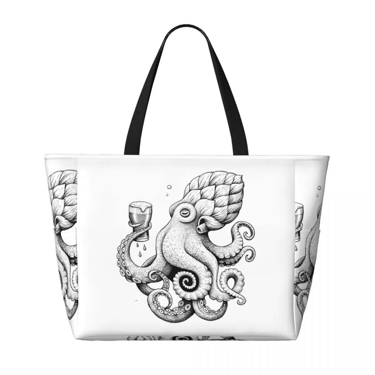 Hoptopus-Bolso de mano grande para playa con pulpo para beber cerveza, deporte, gimnasio, Yoga, bolso de mano grande, bolsa de viaje para mujer, bolsa de Fitness