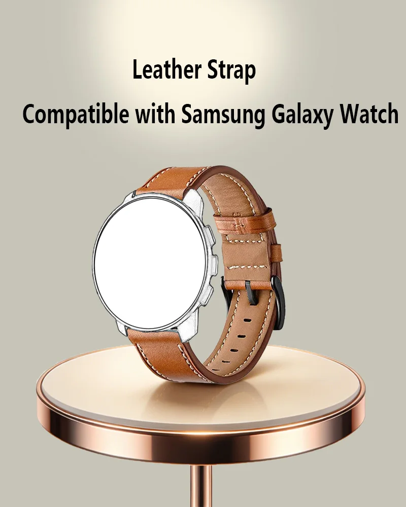 20 22mm PU Leather watchStrap For Samsung Galaxy watch 7/6/5/4/Active 2 40 44mm For Galaxy Watch 3 45 46mm Replacement Wristband
