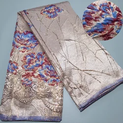 African Brocade Damask Lace Fabric 2024 High Quality 5 Yards Gilding Nigerian Jacquard Lace Fabric French Dress for Women A3983