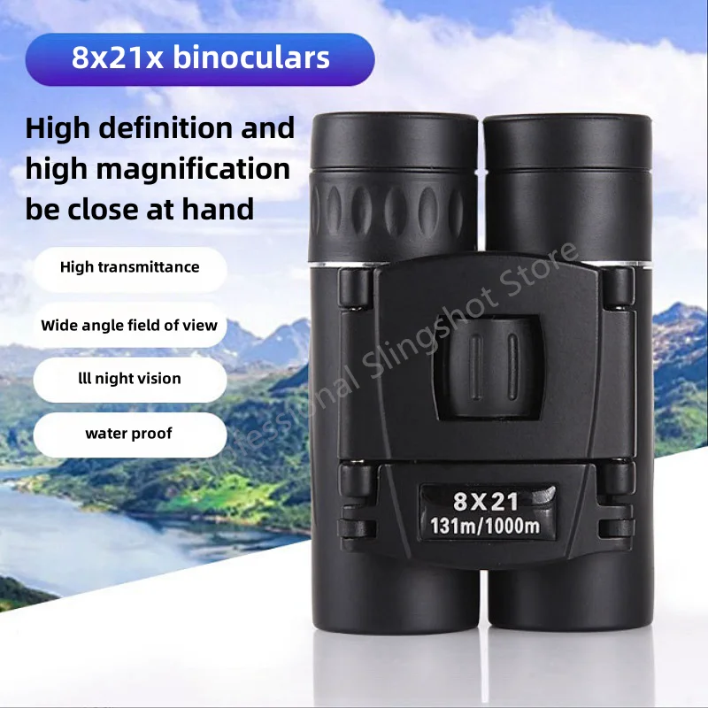

Профессиональный бинокль 8x21 HD, мощный, высокой четкости, низкое освещение, увеличение, дистанционный портативный призмен, кемпинг, охота