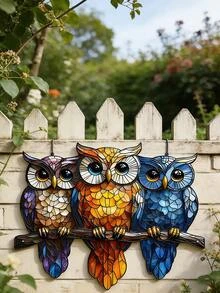 1pc Bohemian Style 3 Owls Metal Wall Hanging Decor- Perfect For Balcony, Garden, Living Room AndBedroom, Outdoor Fence Decoratio