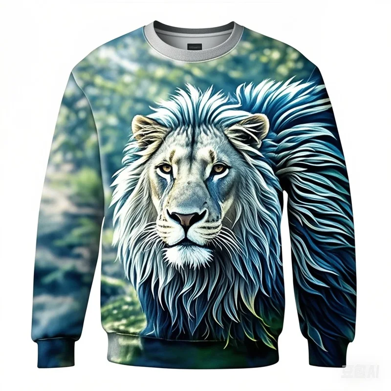 3D Printed Animal Lion Pattern Sweatshirts For Men Women Casual Crewneck Pullover Hoodie Clothes Kids Sport Tracksuit Streetwear