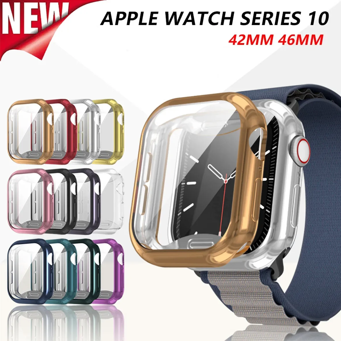 Tempered Glass+Cover For Apple Watch 10 42mm 46mm Matte Hard PC bumper Screen Protector Case for iWatch series 10 42/46 Accessor