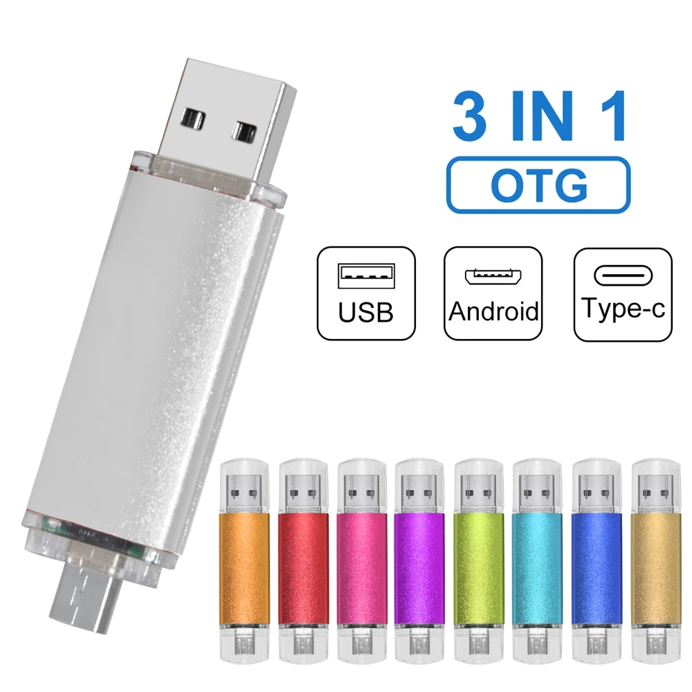 Custom Logo Colourful OTG USB Flash Drive Usb 2.0 Pen Drive for Android SmartPhone/PC 8GB 16GB 32GB 64GB 128GB Pendrive Gifts