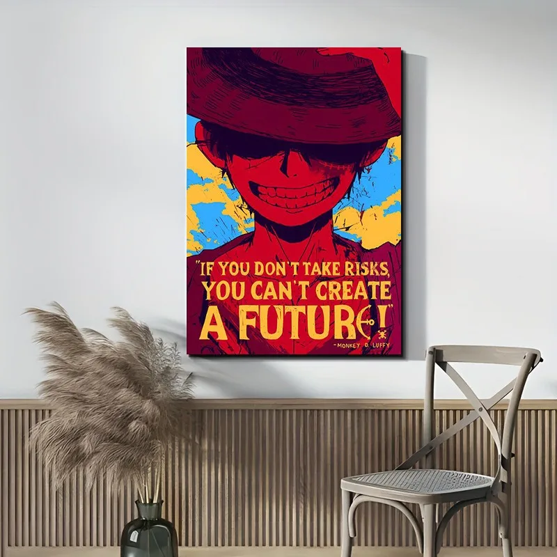 O-One P-Piece Charakter rahmenloser Leinwand-Kunstdruck – HD Anime Periphere Wanddekoration für Schlafzimmer, Wohnzimmer, Fans, Weltraum