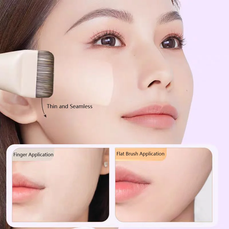Koreanischer flüssiger Foundation-Pinsel mit flacher Oberseite – ultradünner, nicht saugfähiger, streifenfreier Make-up-Pinsel für makellose K-Beauty-Anwendungen