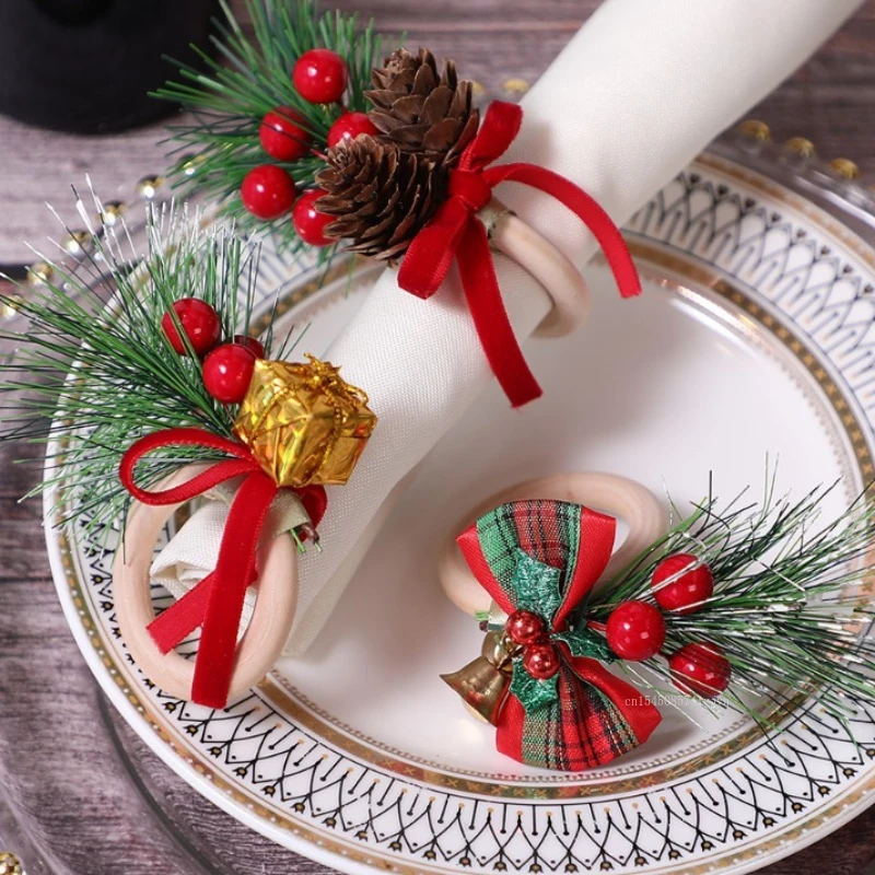 

Christmas Napkin Buckle Berry Pumpkin Bow Pine Cone Napkin Holder Versatile Napkin Rings for Christmas Dinner Table Decor 2026