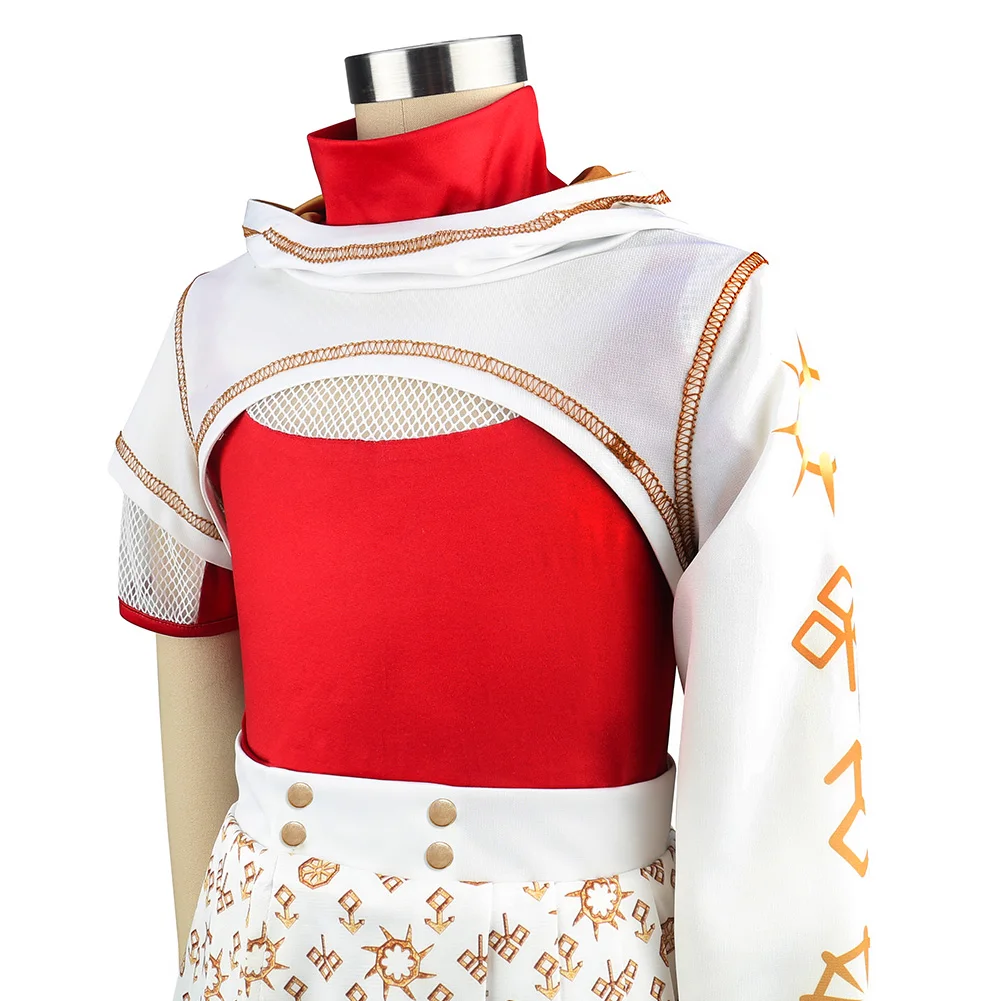 Girls Zombies Cheerleader Cosplay Costume Mesh Top+Printed Skirt+Hooded Coat For Kids Halloween Party School Uniform Dress Up