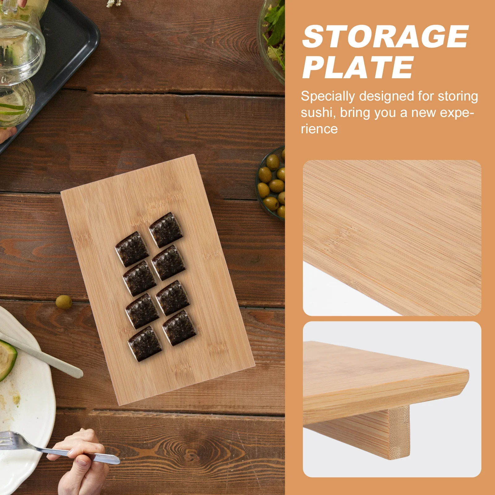 

Barbecue Plate Bamboo Sushi Tray Food Serving Dish Snack Dessert Bowl Home Tableware Kitchen Supply Unique Platter Dining Board