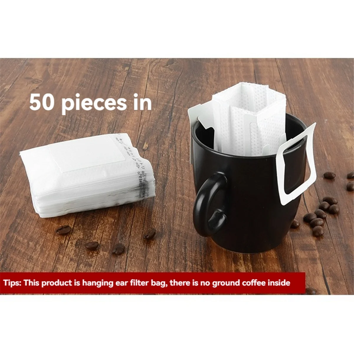 50 Uds. Bolsa de papel de filtro de café portátil, bolsa de café por goteo lateral para colgar en la oreja, filtros de café por goteo portátiles desechables