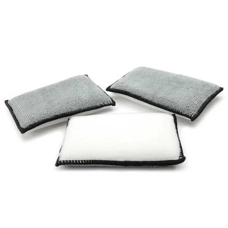 Double Side Car Interior Scrubbing Sponge for Leather Interior Car Wash Pad No Scratch Car Microfiber Scrubbing Sponge