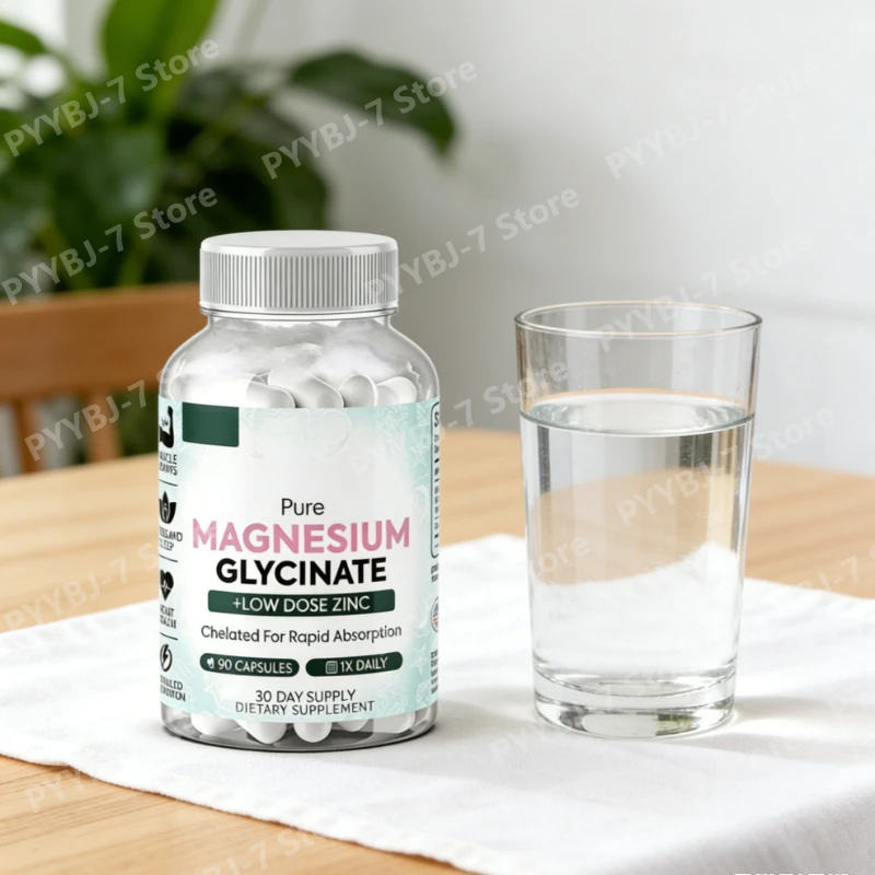 

Organics Magnesium Glycinate with Zinc Capsules Maximum Chelated Magnesium Supplement Women Men Muscle Cramps Sleep Support