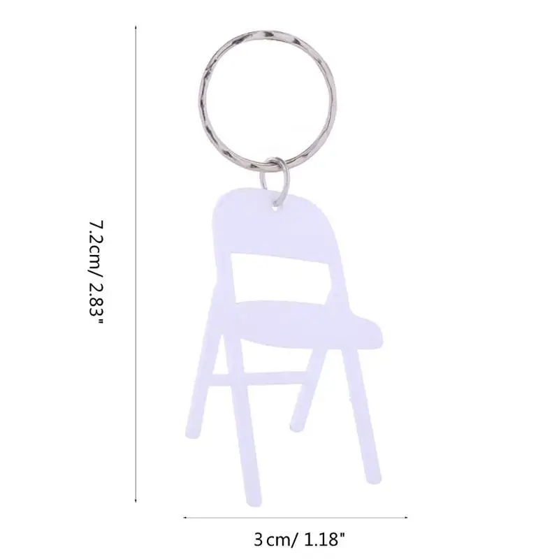 P9FE Acryl Mini Rückenlehne Stuhl Charm Schlüsselanhänger Klappstuhl Schlüsselanhänger Rucksack Charm – Detail 6