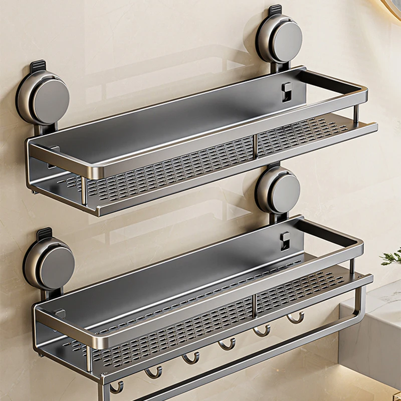 Multifunctional Suction Cup Rack Kitchen Utensils Storage Wall Mounted Spice Holder Bathroom Organizer No Drilling Required