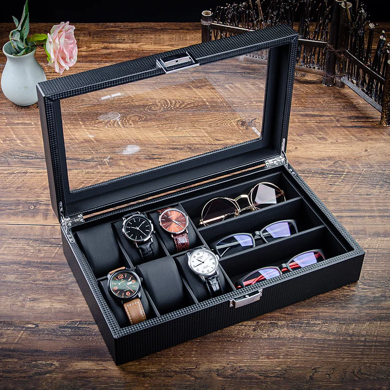 

Watch Box Display Cabinet Glasses Storage Bag Sunglasses Storage Box Glass Top The Best Gifts For Men And Women