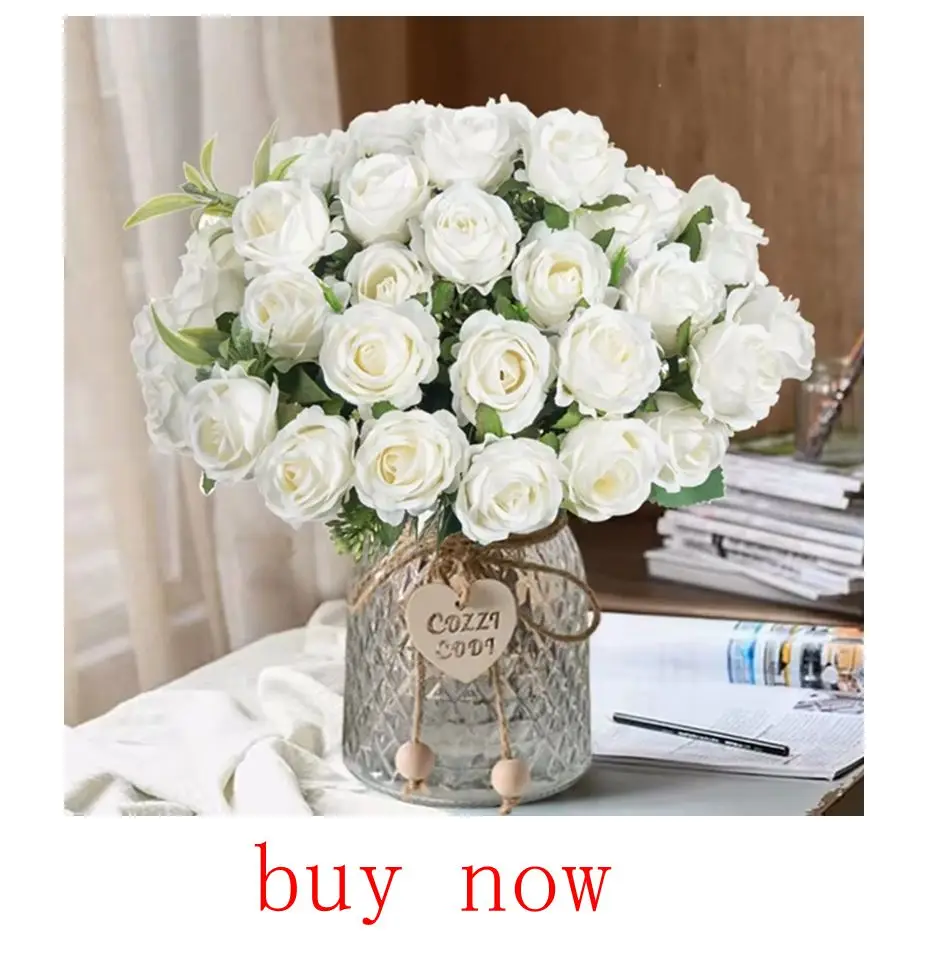 Künstliche Blumen Rose Nelke Festlicher Kranz Zubehör für Außenbereich Garten Zuhause Büro Vase Braut Hochzeitsdekoration DIY Geschenk Requisiten – Detail 1