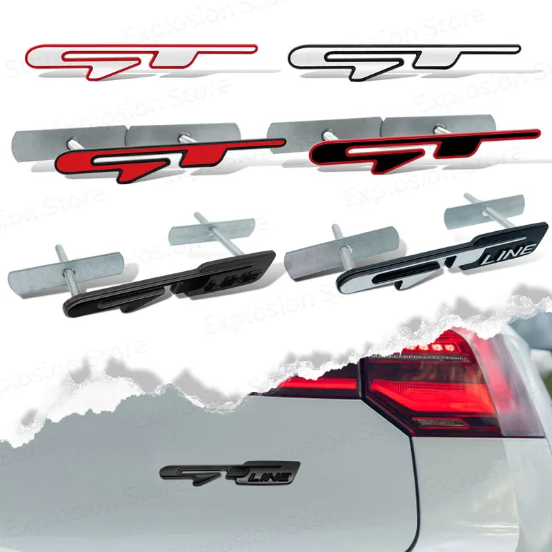 ملصق معدني لخط GT لديكور السيارة ، شعار الشواية ، شارة الصندوق الخلفي ، شارات لبيجو RCZ ، كيا سبورتاج ريو K3 K5 #1