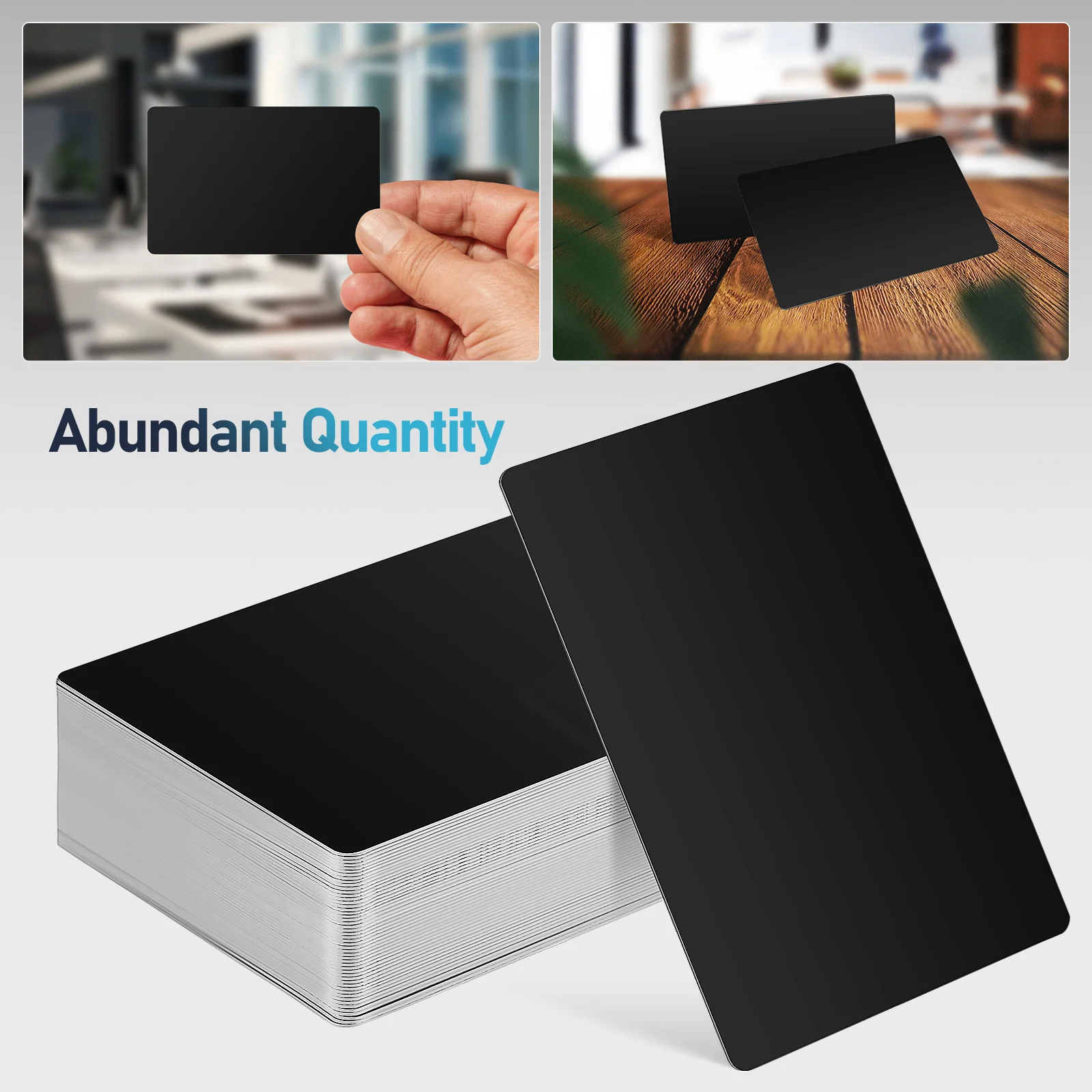 50 Uds. Tarjeta de visita para marcar hojas de aluminio y Metal, tarjetas en blanco con nombre negro, espacios en blanco de grabado personalizados para sublimación pequeña