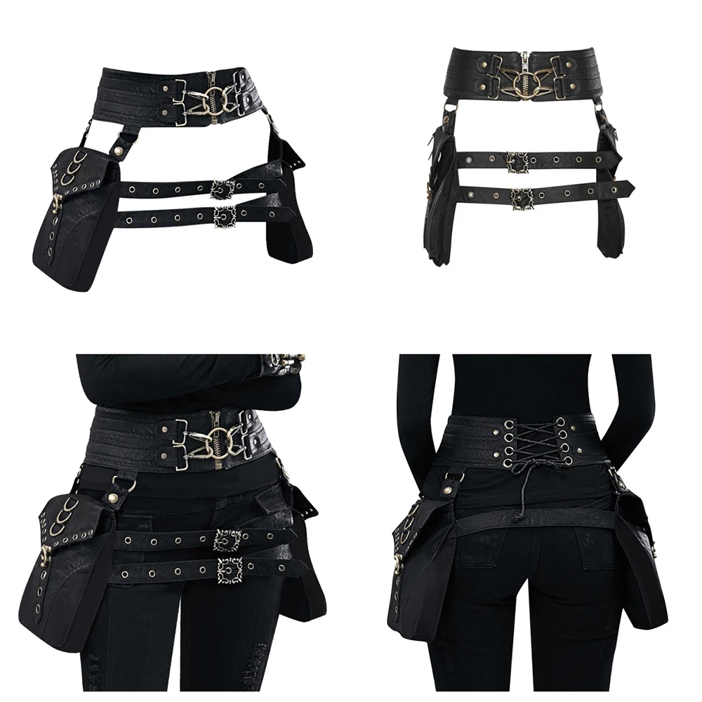 Unique Waist Bag Cool and Functional Hip Pack Gothic Belt Bag Punk Phone Pouches for Outdoor Activities