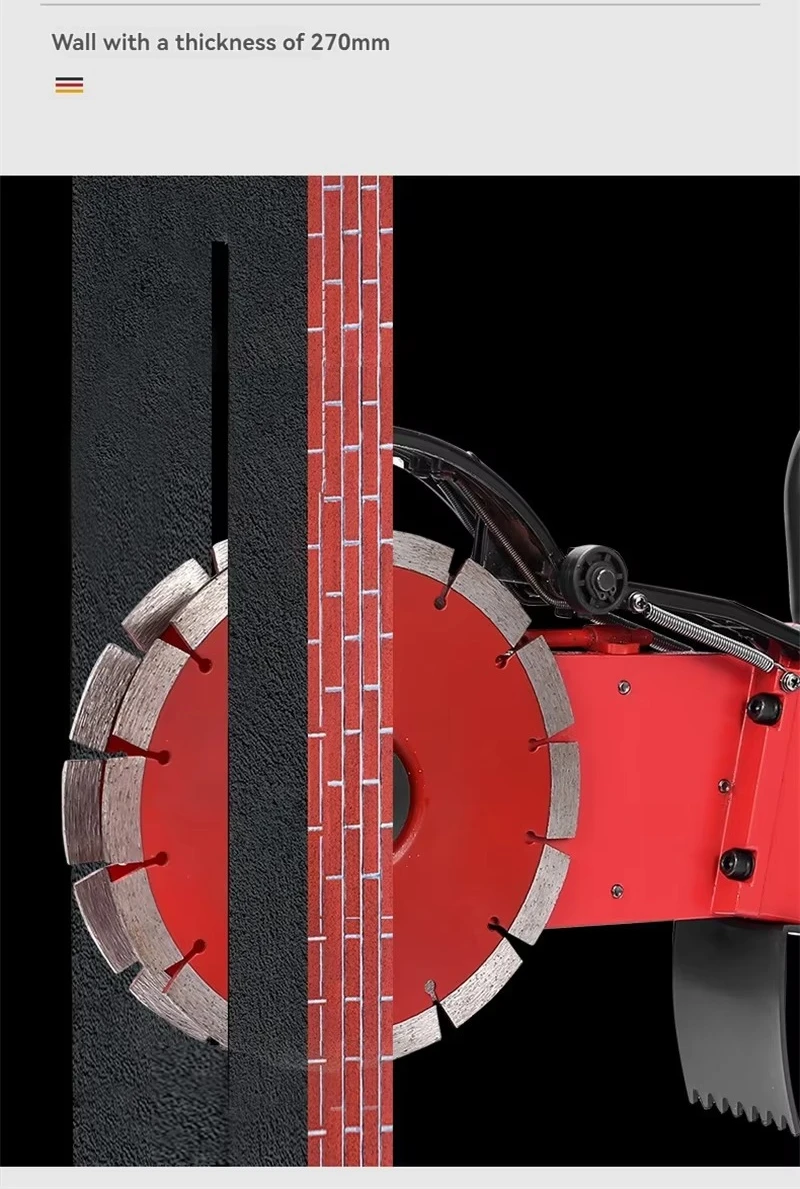 6800W Concrete Wall Slotting Machine Door Window Reconstruction Road Cutting 270mm Circular Saw Wall Cutting Machine