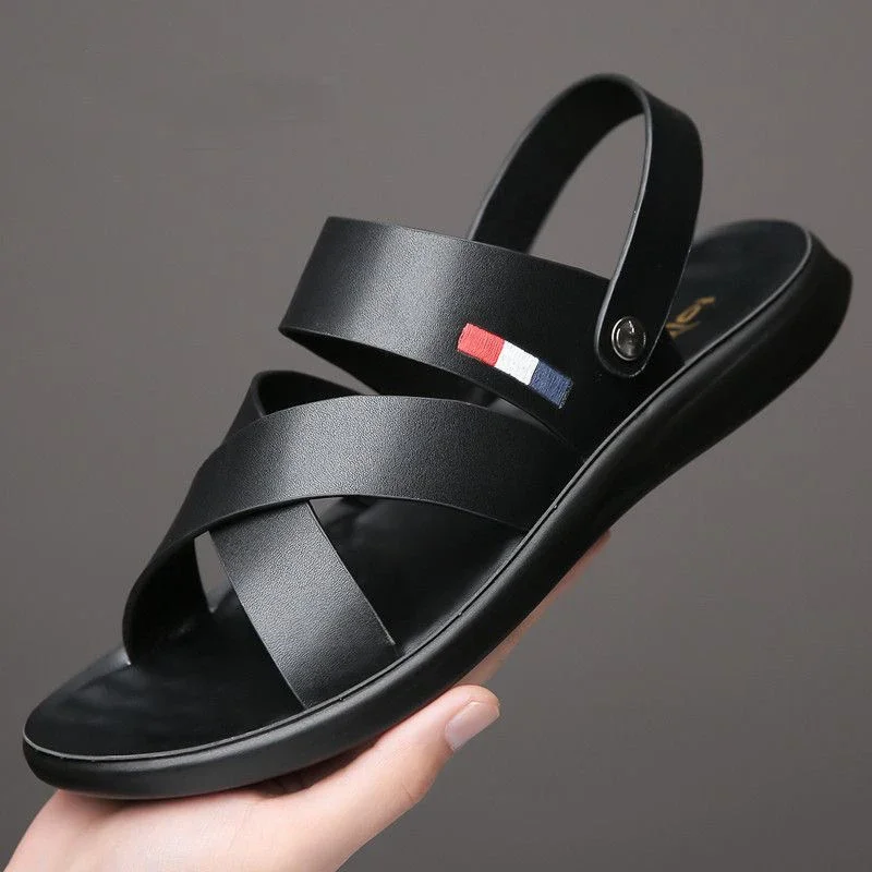 

New Shoes for Men Summer Fashion Genuine Leather Sandals Leather Casual Slipper Gladiator Comfortable Beach Shoes